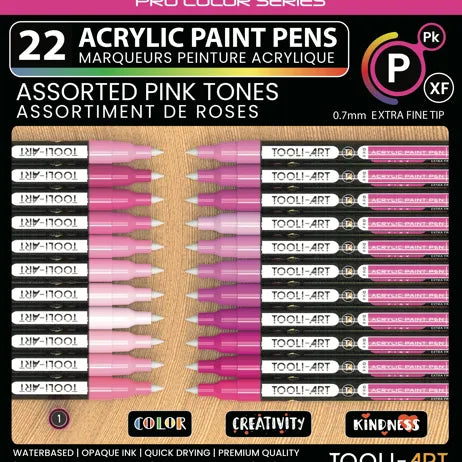 TOOLI Marqueur Acrylique Set Rose 22 couleurs EF 07mm