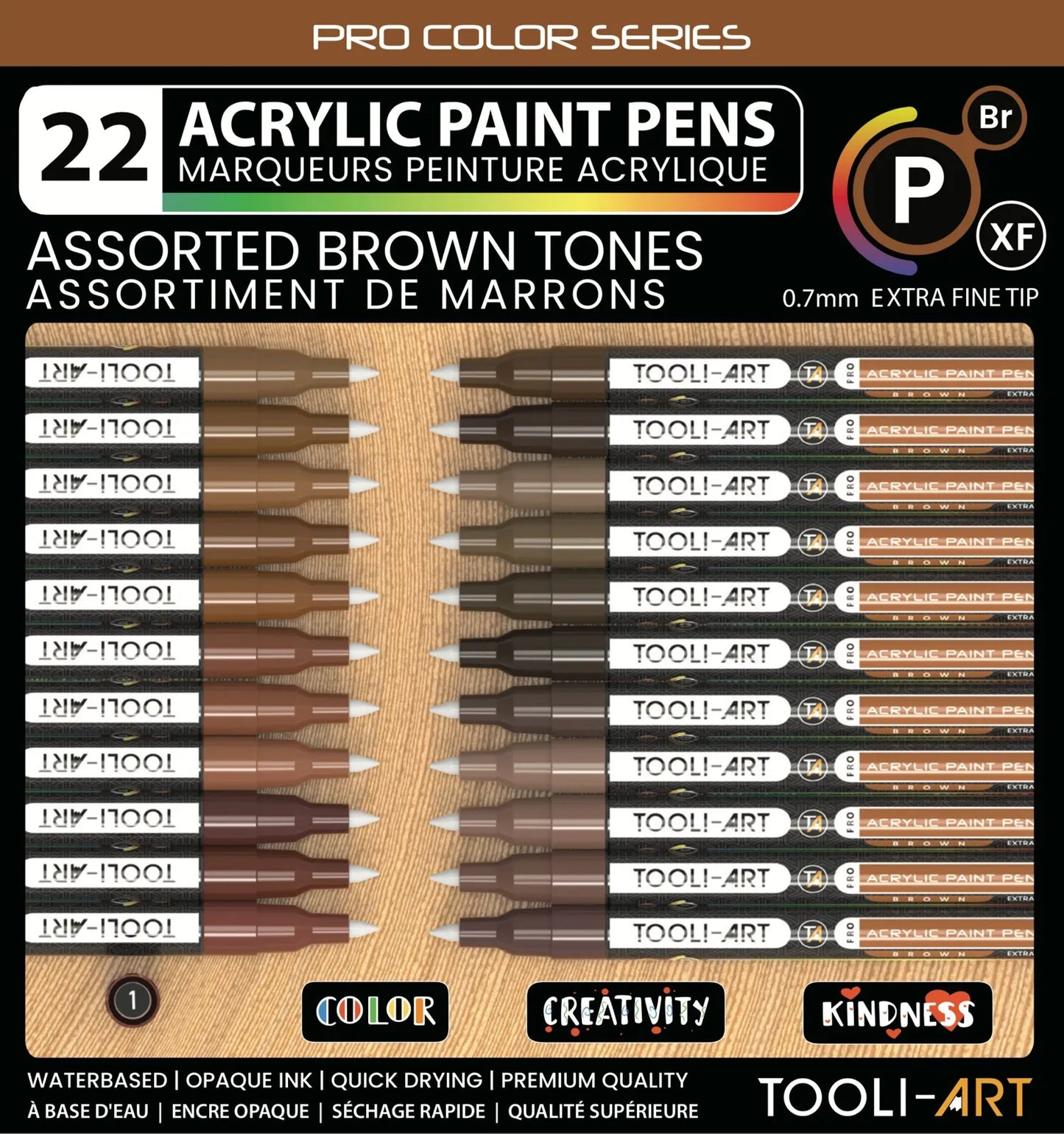 TOOLI Marqueur Acrylique Set Marron 22 couleurs EF 07mm