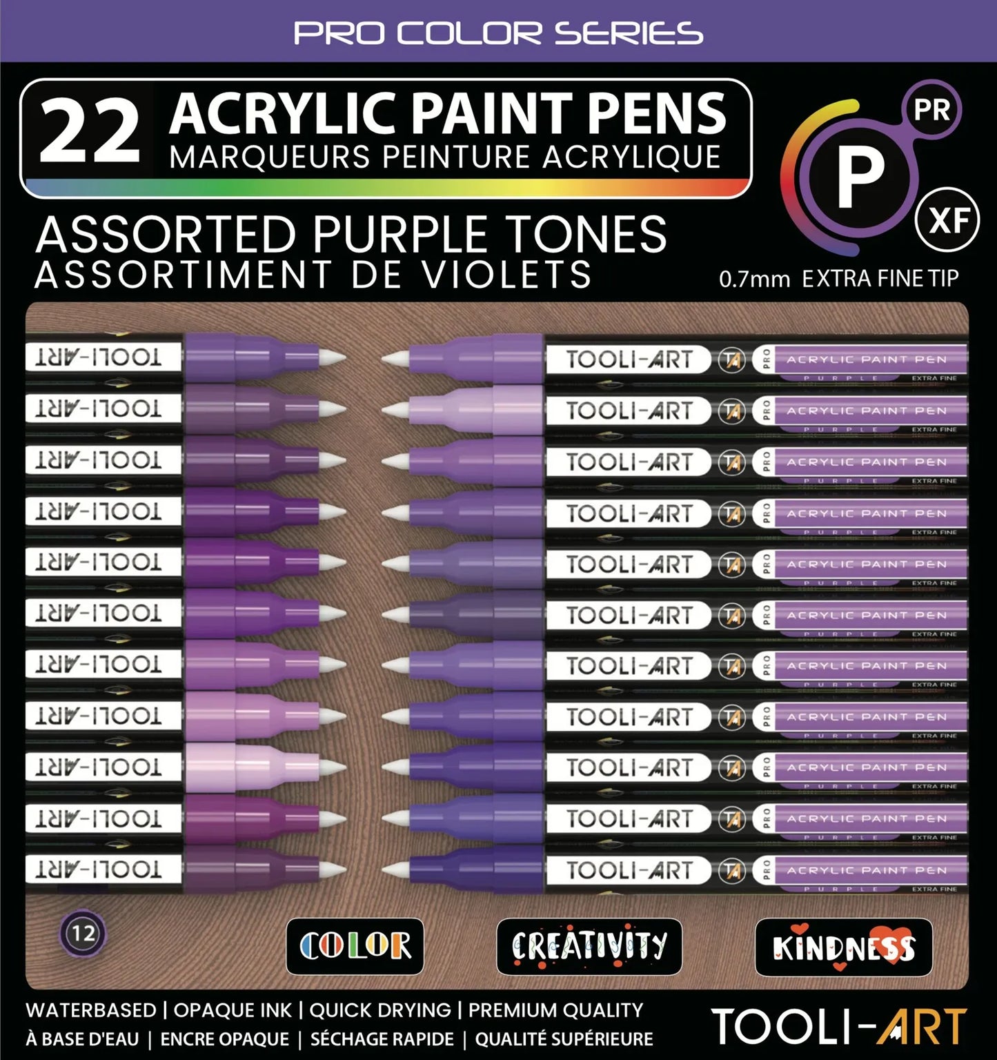 TOOLI Marqueur Acrylique Set Violet 22 couleurs EF 07mm