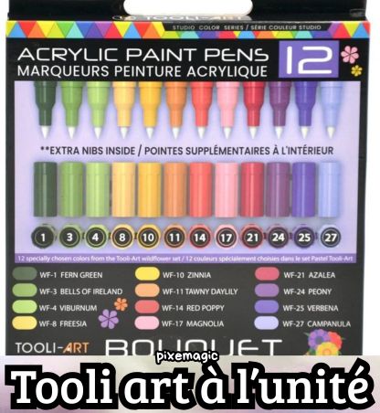 TOOLI Marqueur Acrylique Set Bouquet vendu à l'unité 12 couleurs EF 07mm