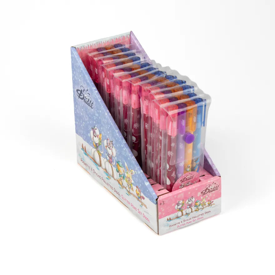 Précommande - Pochette 4 stylos paillettes Diddl (Collection Hiver 2026) - Livraison à partir de fin octobre