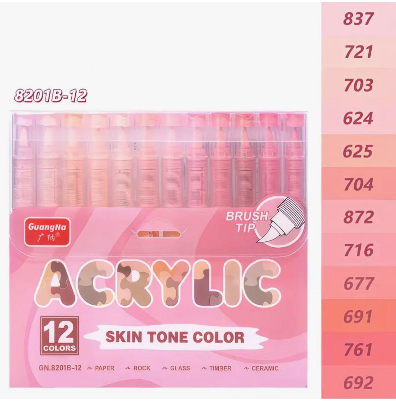 Guangna marqueur acrylique 12 couleurs rose
