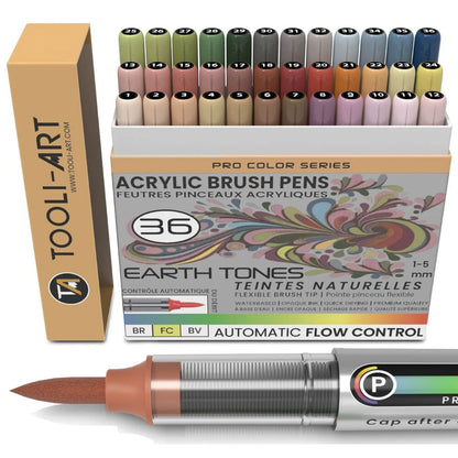 TOOLI Marqueur Acrylique Teintes Naturelles 36clrs pointe pinceau AFC