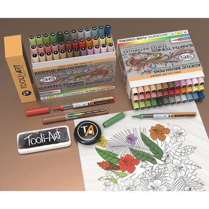 TOOLI Marqueur Acrylique Teintes Naturelles 36clrs pointe pinceau AFC