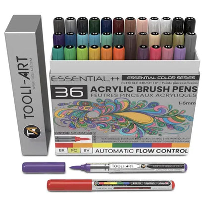 TOOLI Marqueur Acrylique Set Essentiel 36 couleurs pointe pinceau AFC