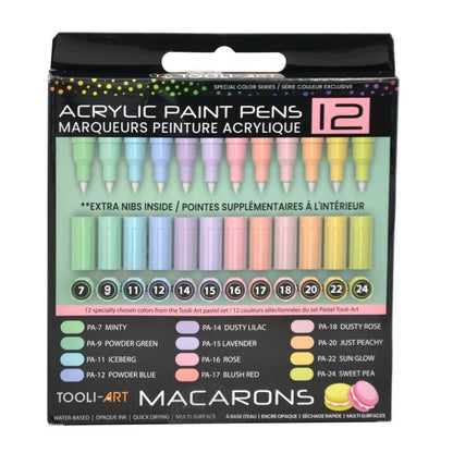 TOOLI Marqueur Acrylique Set Macarons 12 couleurs EF 07mm