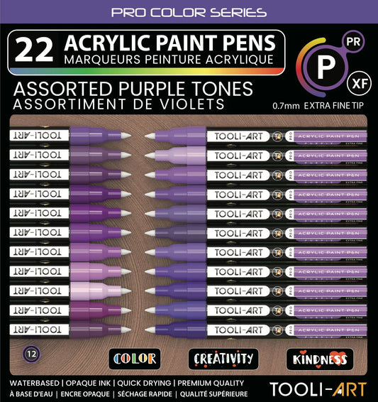 TOOLI Marqueur Acrylique Set Violet 22 couleurs EF 07mm