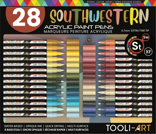 TOOLI Marqueur Acrylique Set Southwestern 28 couleurs EF 07mm