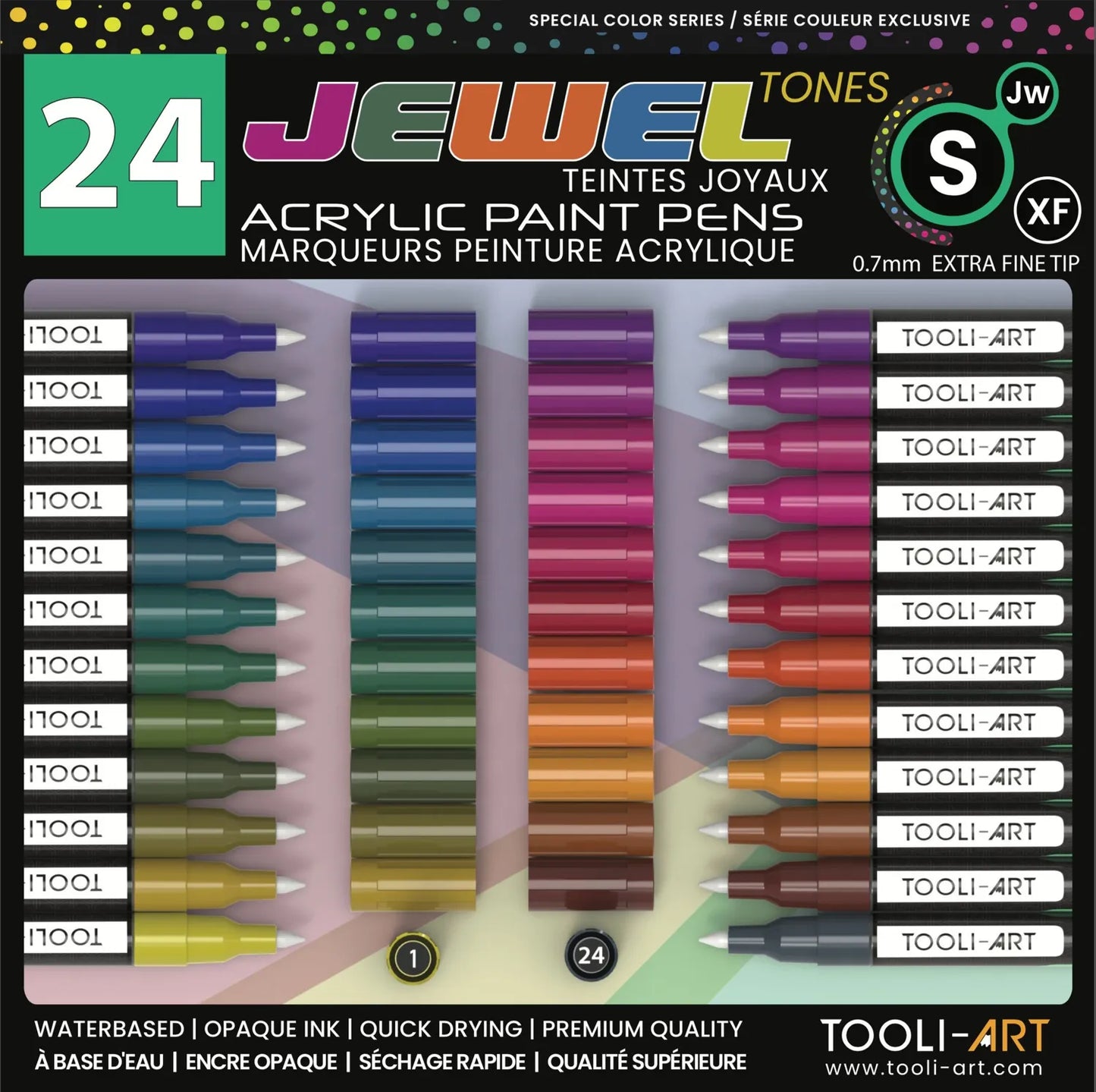 TOOLI Marqueur Acrylique Set Jewel 24 couleurs EF 07mm