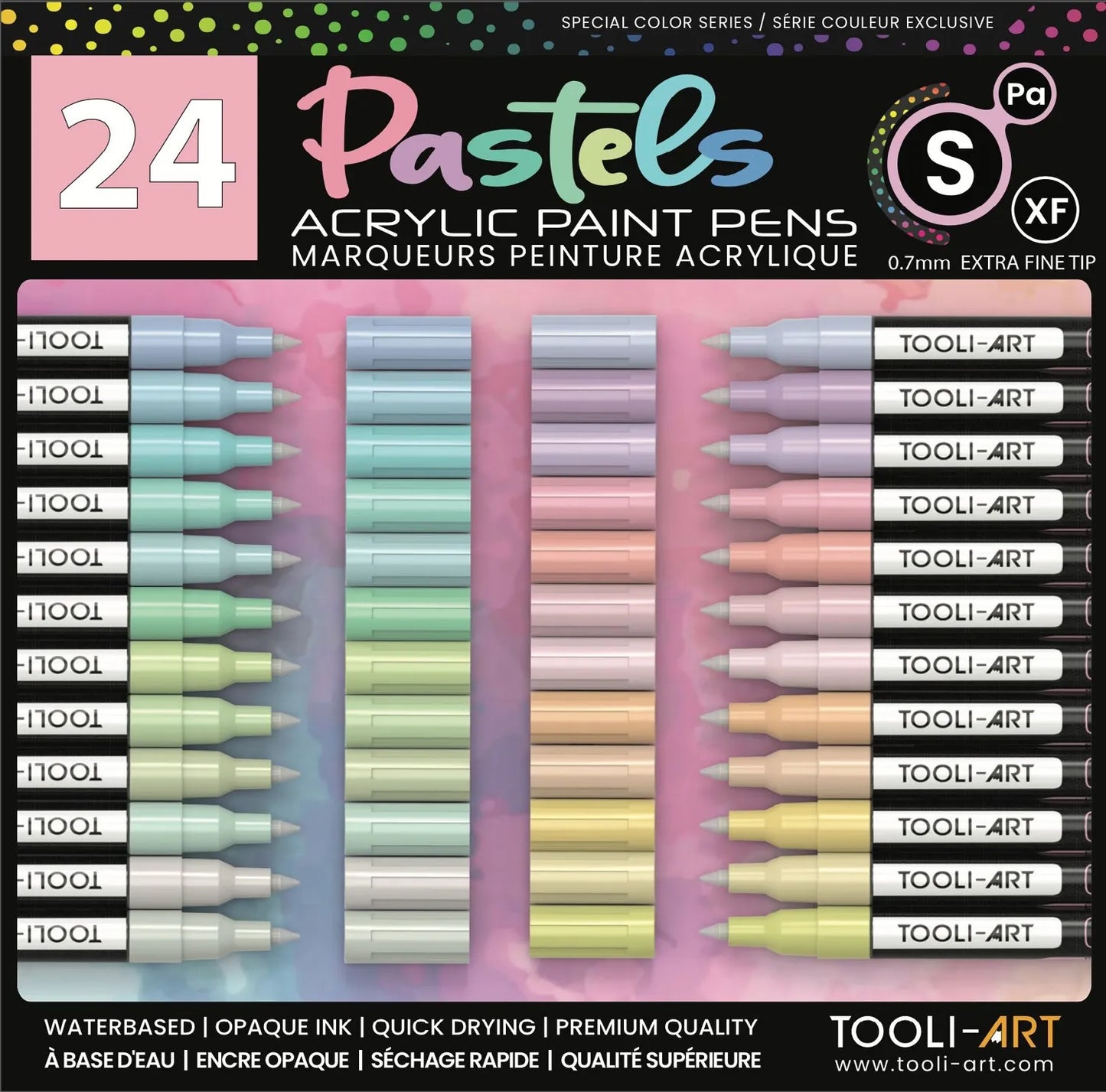TOOLI Marqueur Acrylique Set Pastel 24 couleurs EF 07mm