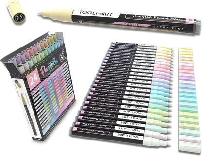 TOOLI Marqueur Acrylique Set Pastel 24 couleurs EF 07mm