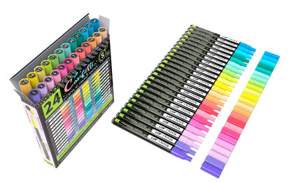 TOOLI Marqueur Acrylique Set Confetti 24 couleurs vives EF 07mm