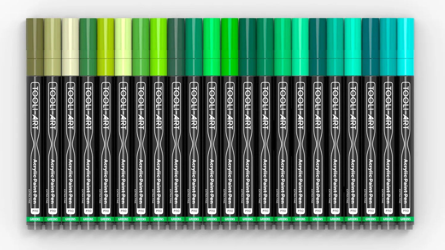 TOOLI Marqueur Acrylique Set Vert 22 couleurs EF 07mm