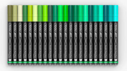 TOOLI Marqueur Acrylique Set Vert 22 couleurs EF 07mm