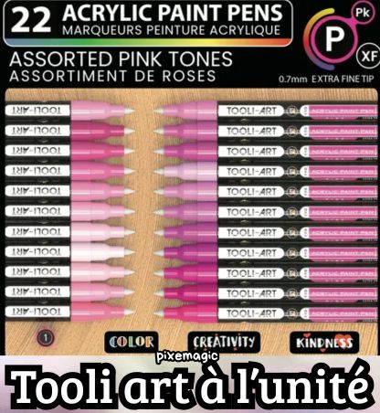 TOOLI Marqueur Acrylique Set Rose vendu à l'unité 22 couleurs EF 07mm