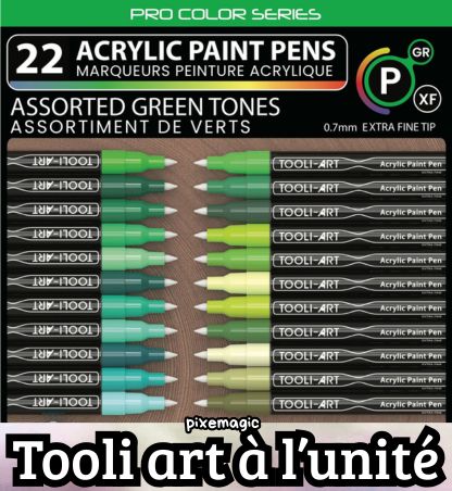 TOOLI Marqueur Acrylique à l'unité Set Vert 22 couleurs EF 07mm
