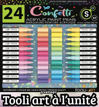 TOOLI Marqueur Acrylique Set Confetti vendu à L'UNITE 24 couleurs vives EF 07mm