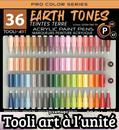 TOOLI Marqueur Acrylique Set Nature vendu à l'UNITE 36 couleurs EF 07mm