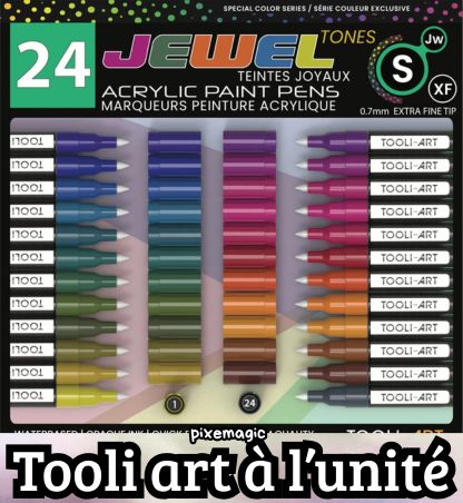 TOOLI Marqueur Acrylique Set Jewel vendu à l'UNITE 24 couleurs EF 07mm