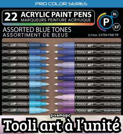 Tooli art bleu vendu à l'unité feutre acrylique ou la boîte